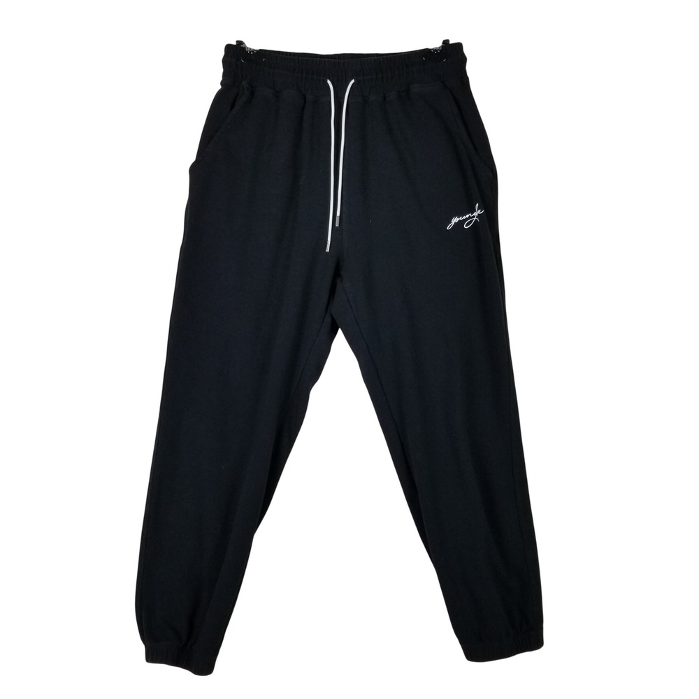 YoungLA Joggers Men Large Black Model 219 YLA2865 Cotton Blend Athletic Pants